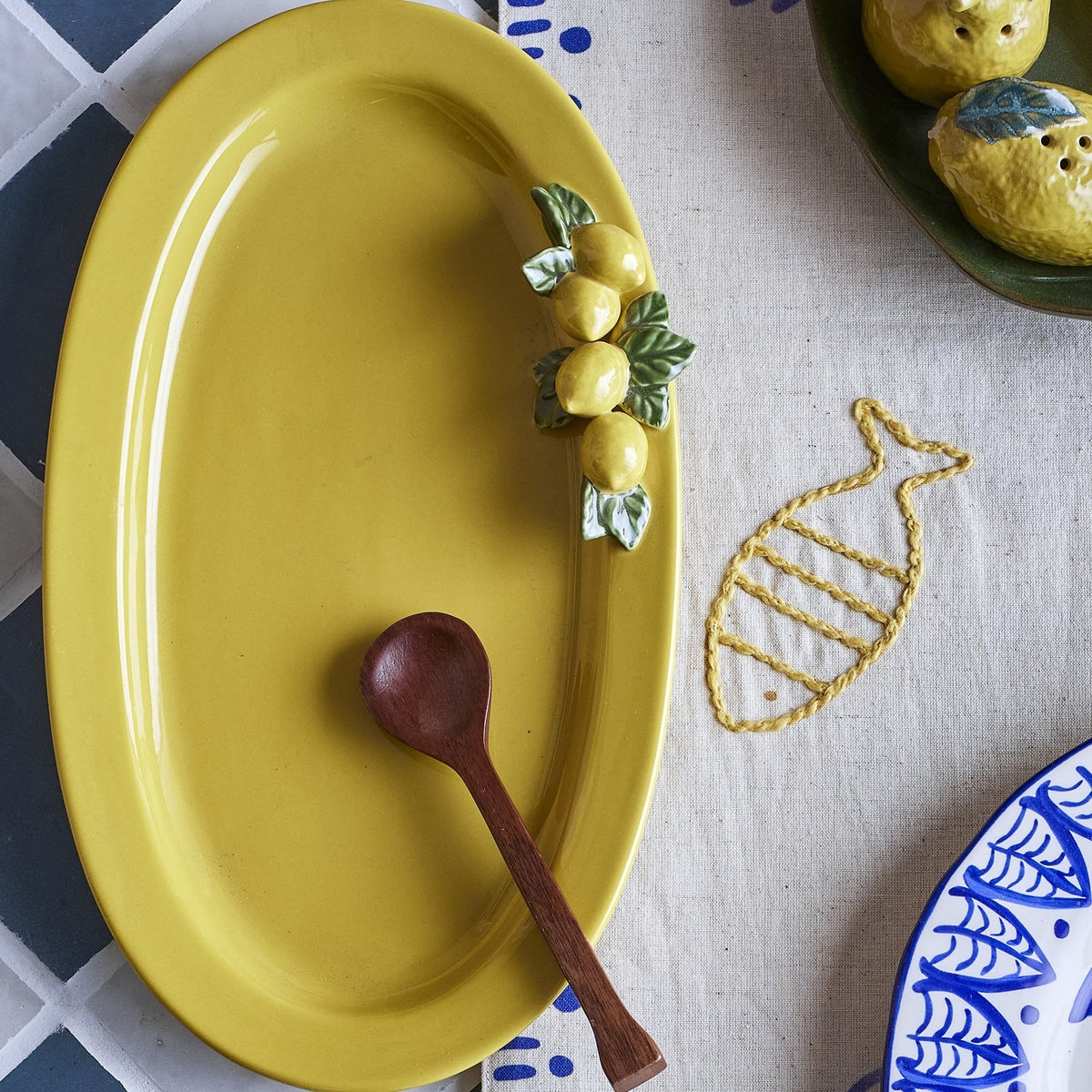 Limone Stoneware Platter - Yellow
