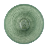 Top-down view of the Esmaralda Glass Bowl 25cm in green, showing swirled glass texture spiralling to a small round centre, set against a plain white background.