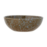 Paula Mottled Stoneware Bowl 16cm in brown, round ceramic bowl with speckled reactive glaze and a narrow foot, shown on a plain white background.