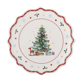Naive Star Ceramic Christmas Plate - White