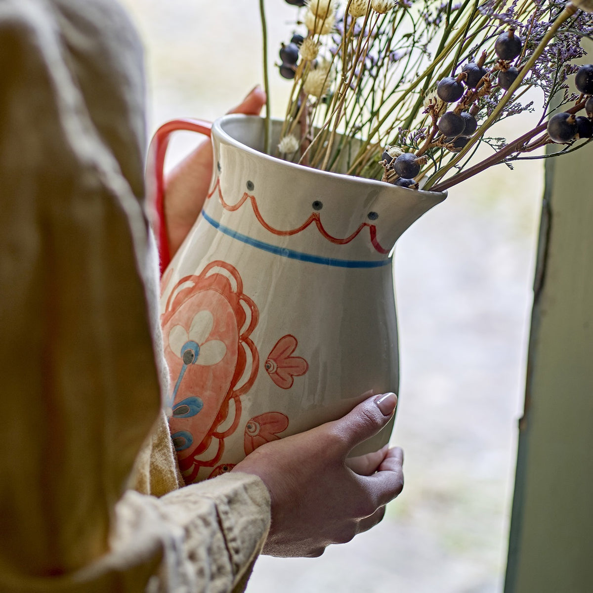 Odina Floral Stoneware Jug 3300ml - Cream