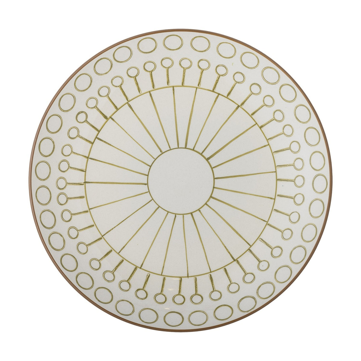 Maple Geometric Stoneware Dinner Plate - Cream