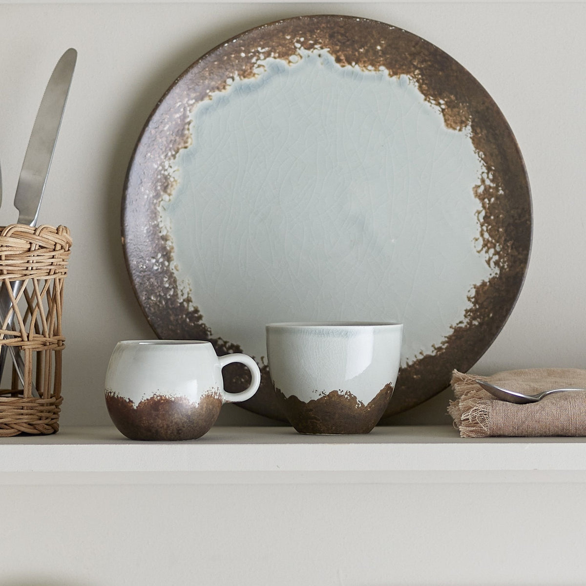 Paula Crackle Stoneware Dinner Plate - Grey