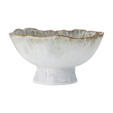 Joby Stoneware Bowl 24cm in Green, a footed ceramic bowl with a wavy irregular rim and reactive glaze fading from deep green inside to pale green outside, on a plain white background.