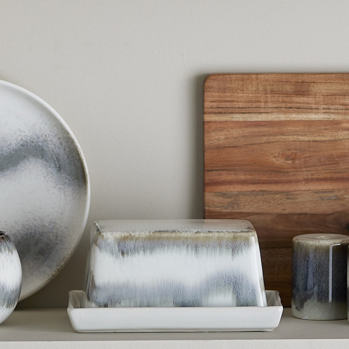 Paula Stoneware Butter Dish - White