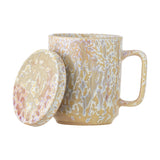 Yuma Beige Stoneware Tea Mug with Lid & Strainer 250ml - Multi