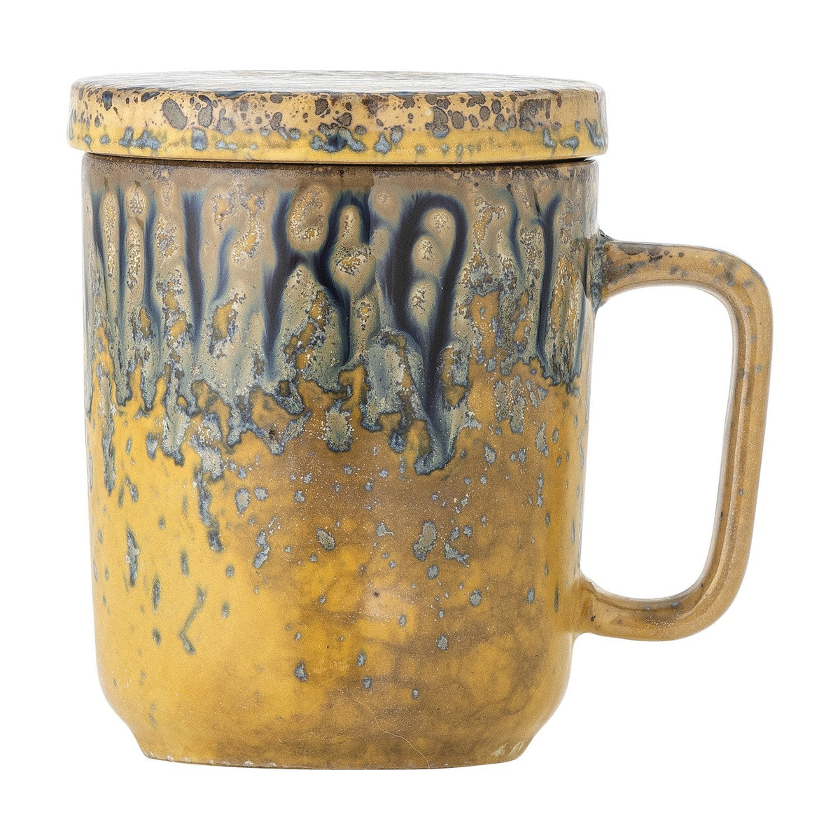 Yuma Stoneware Tea Mug with Lid & Strainer 250ml - Yellow