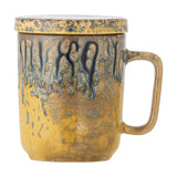Yuma Stoneware Tea Mug with Lid & Strainer 250ml - Yellow