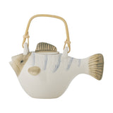 Wrenna Fish Stoneware Teapot with Strainer 800ml - Cream