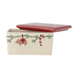 Yule Stoneware Christmas Butter Dish - Cream