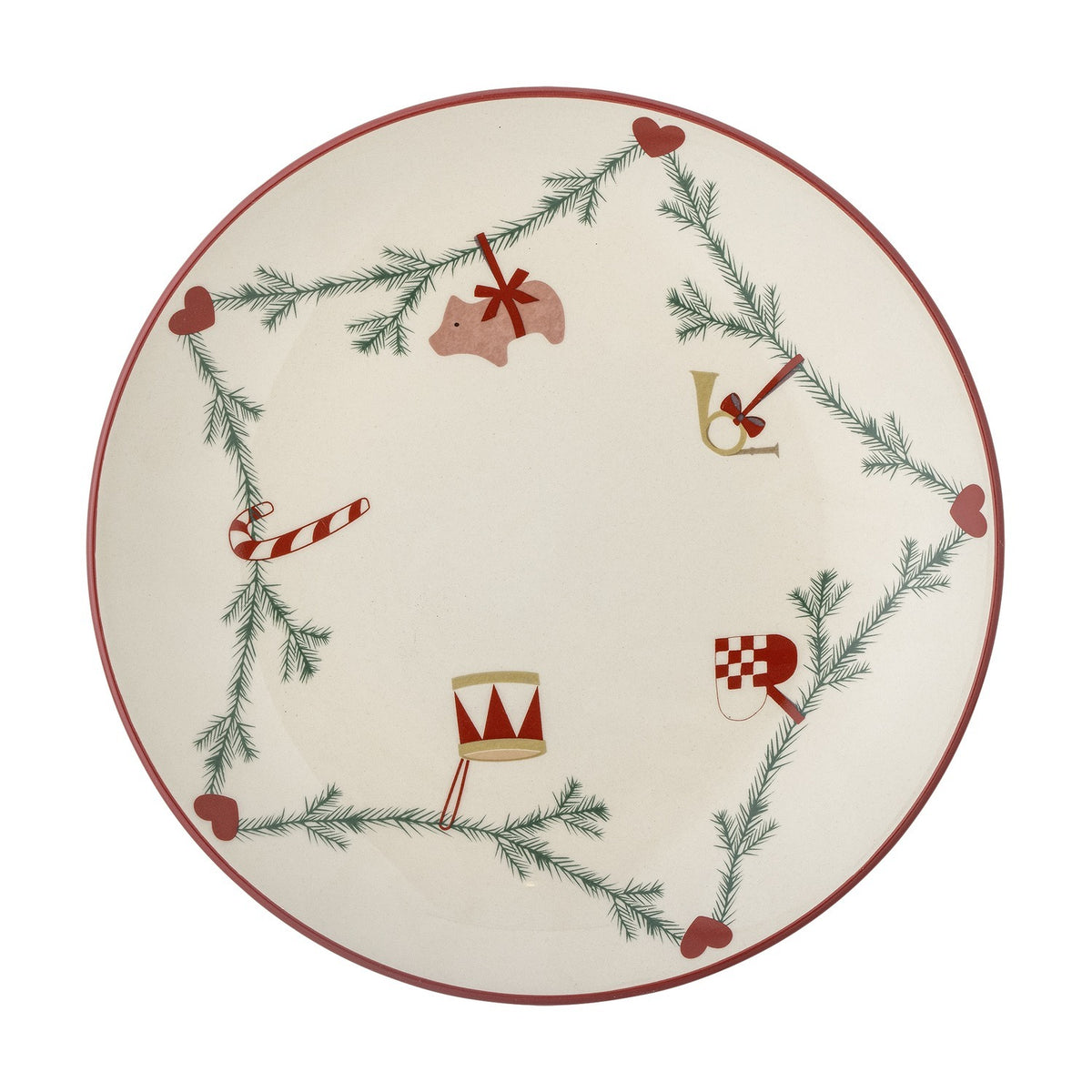 Yule Stoneware Christmas Dinner Plate - Cream