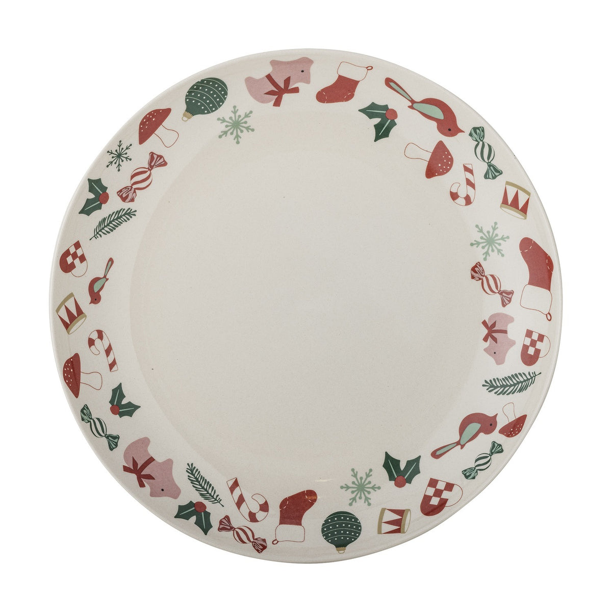 Yule Stoneware Christmas Platter - Cream