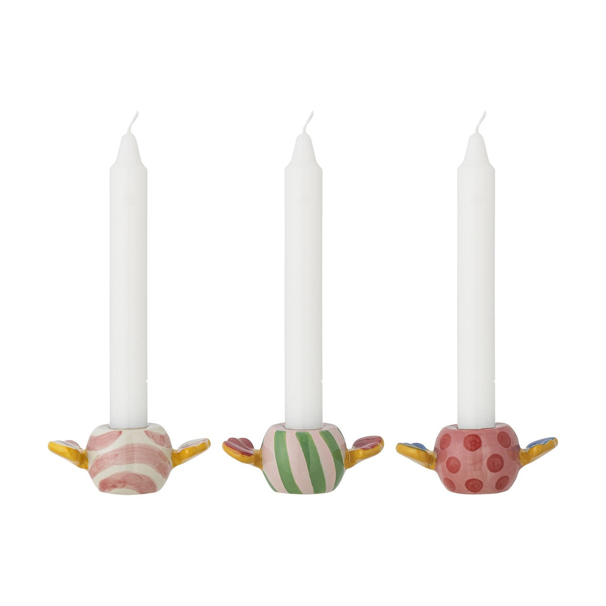 Caramella Wrapped Sweet Christmas Candle Holders Set of 3 - Multi