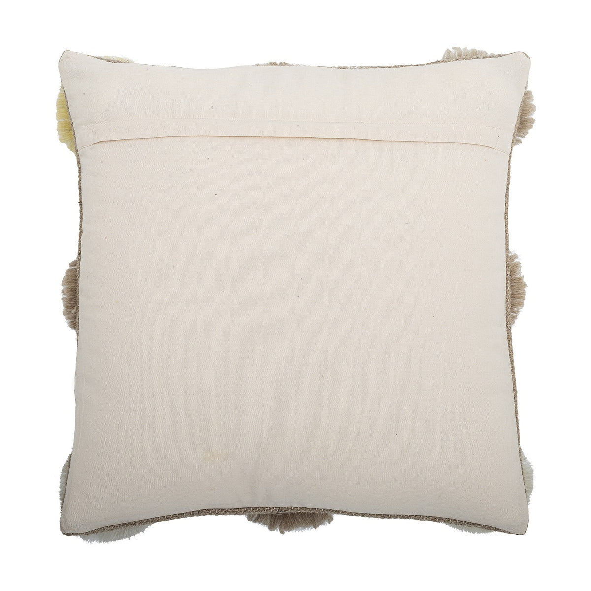 Somma Wool Cushion in Natural, shown reverse side with plain cream cotton back panel and concealed fastening, photographed on a white background.