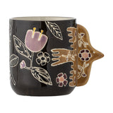 Vivielle Floral Stoneware Cups 325ml Set of 4 - Black