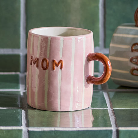 Cherish Striped Stoneware Mug 325ml - Pink