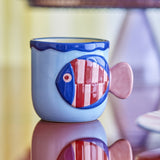 Willy Embossed Stoneware Cups 200ml Set of 2 - Multi