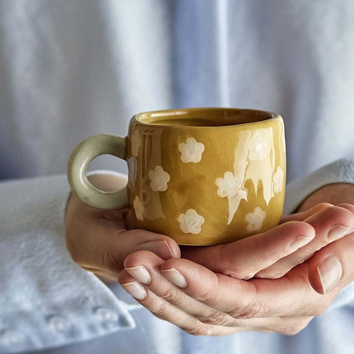 Nini Floral Stoneware Cup 100ml - Brown