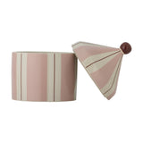 Cimmi Striped Stoneware Storage Jar with Lid 1150ml - Pink