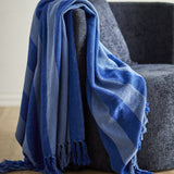 Frello Striped Cotton Throw - Blue