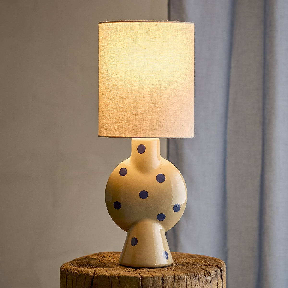 Sergio Dotted Stoneware Table Lamp - Brown