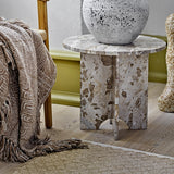 Jasmia Round Marble Side Table - Beige