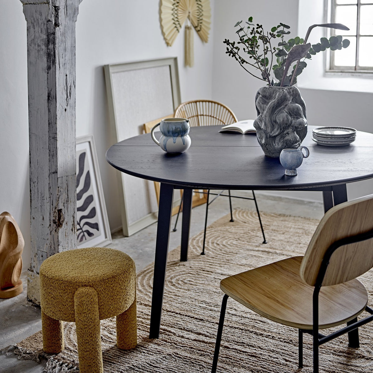 Peron Round Wooden Dining Table - Black
