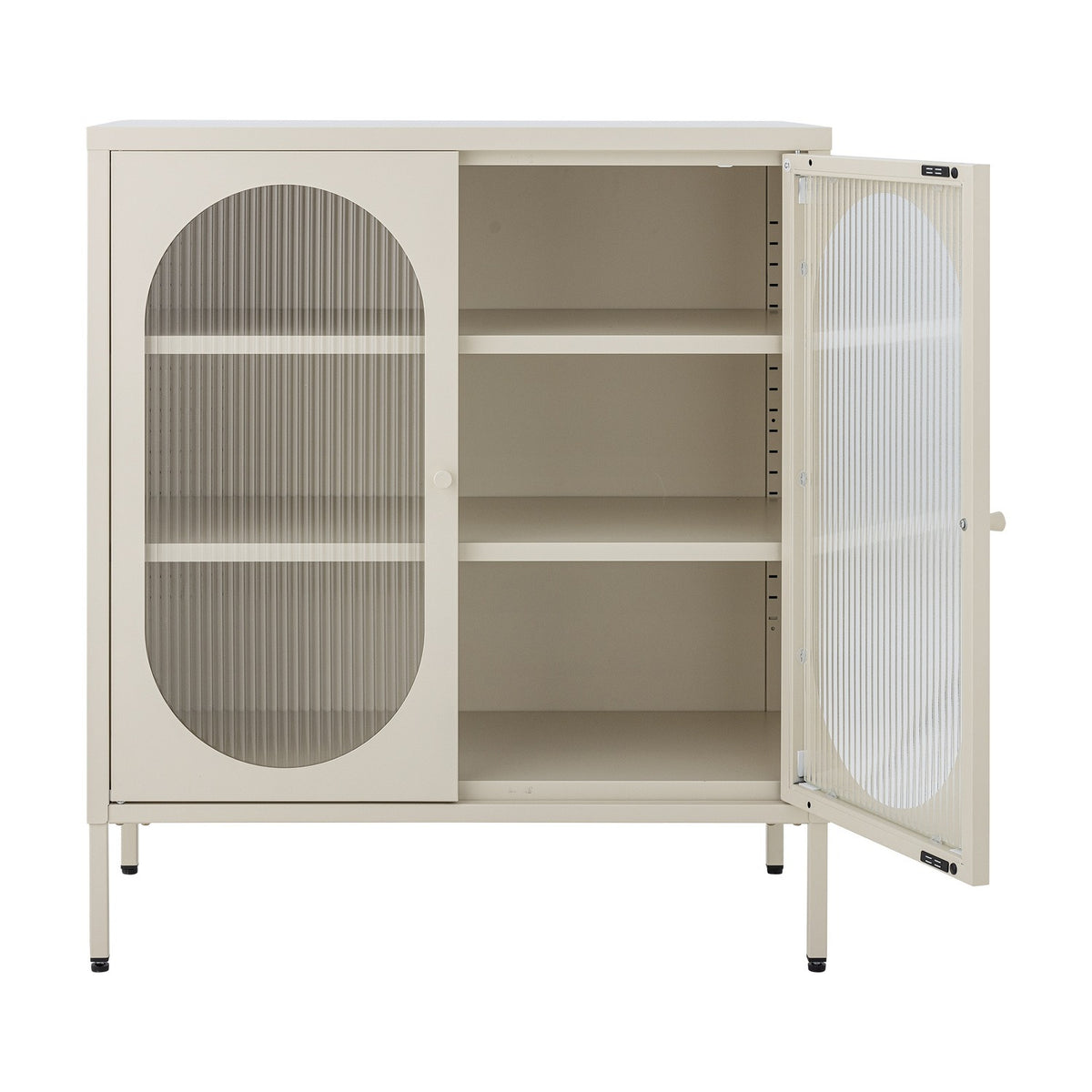 Salvo Ribbed Iron Cabinet - Beige