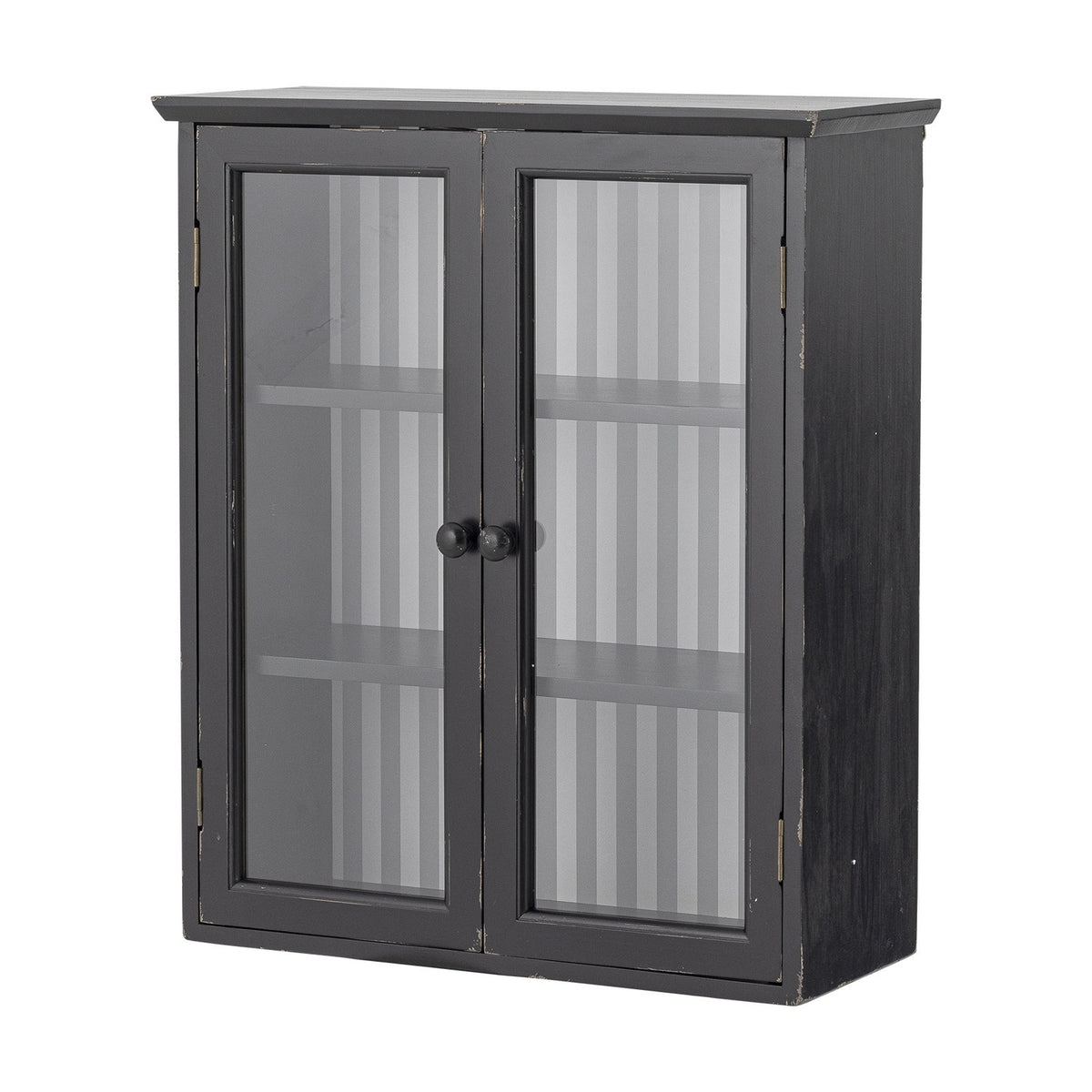 Hazem Striped Wooden Cabinet - Black