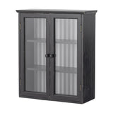 Hazem Striped Wooden Cabinet - Black