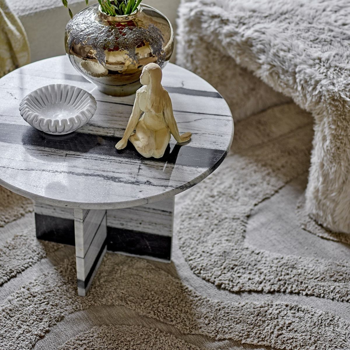 Rosito Striped Marble Coffee Table - White