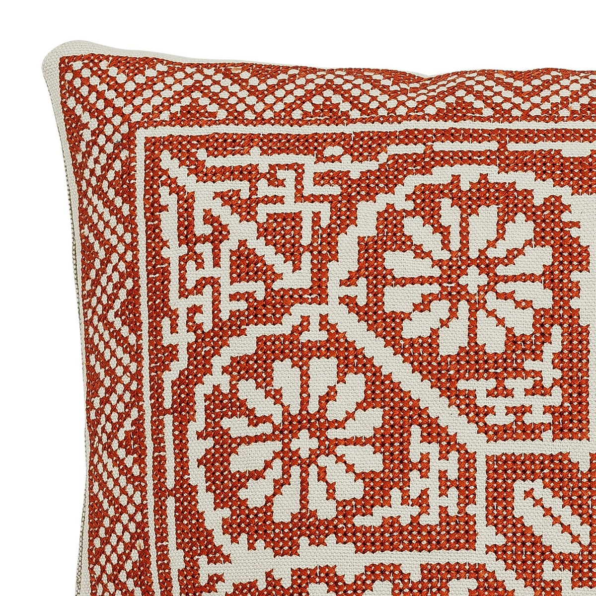 Madita Floral Cotton Cushion - Red