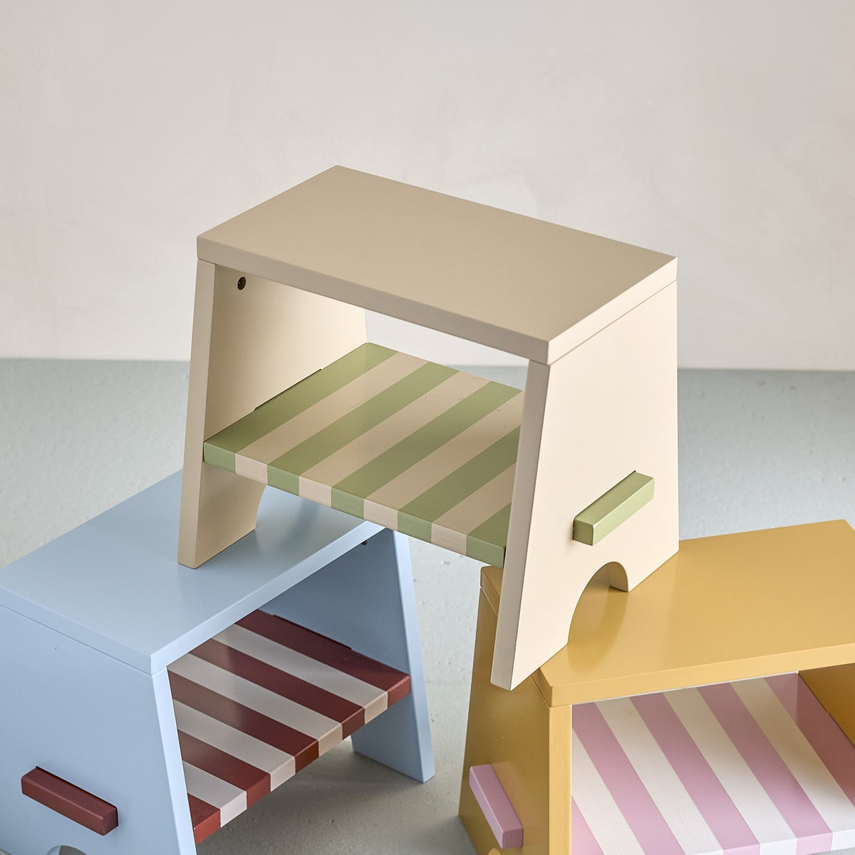 Liova Striped Kids Stool - Beige