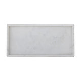 Majsa Marble Tray 38x18cm in White, a rectangular tray with a raised rim and soft grey veining, shown on a plain white background.