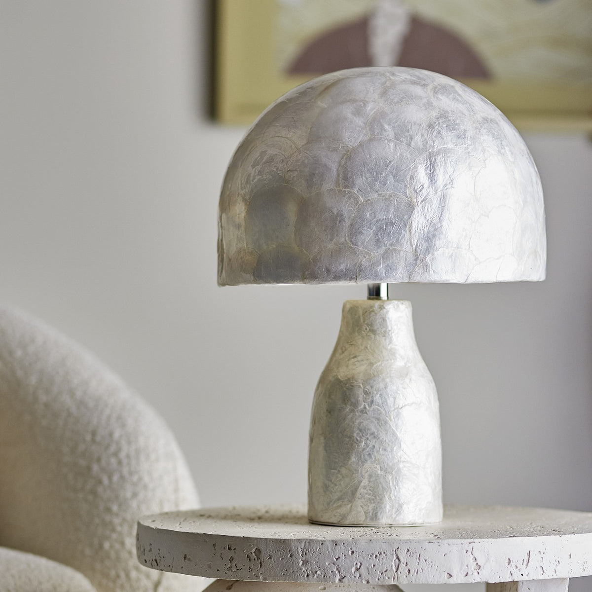 Adria Mother of Pearl Table Lamp with Bamboo Shade - Pearl