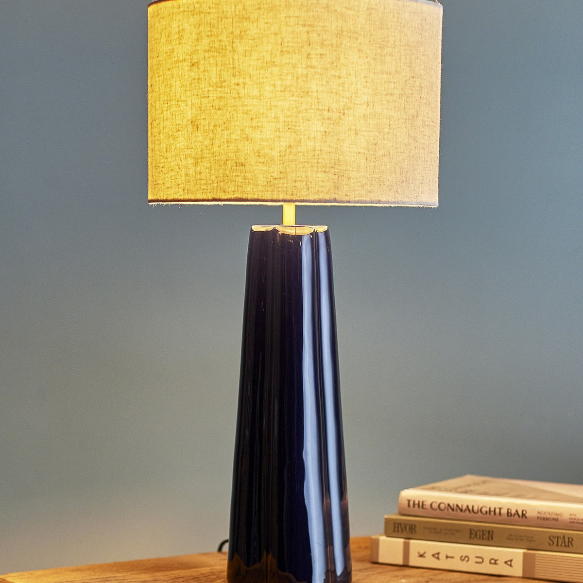 Cornelie Aluminium Table Lamp with Linen Shade - Blue