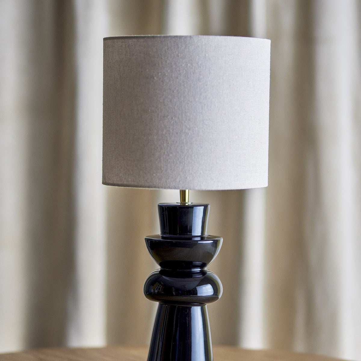 Lio Stoneware Table Lamp with Fabric Shade - Black