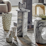 Jasmia Round Marble Side Table - Grey