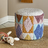 Miaki Geometric Cotton Pouffe - Multi