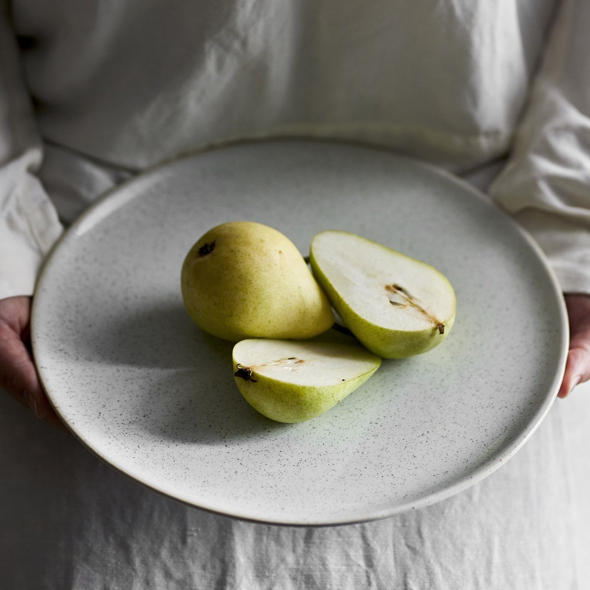 Addison Speckled Stoneware Dinner Plate - White