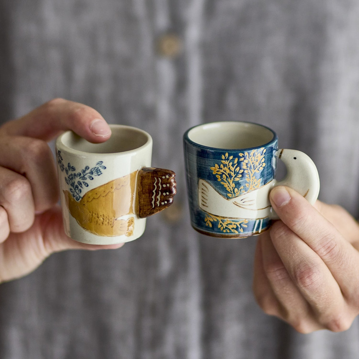 Hezha Stoneware Espresso Cups 55ml Set of 2 - Multi