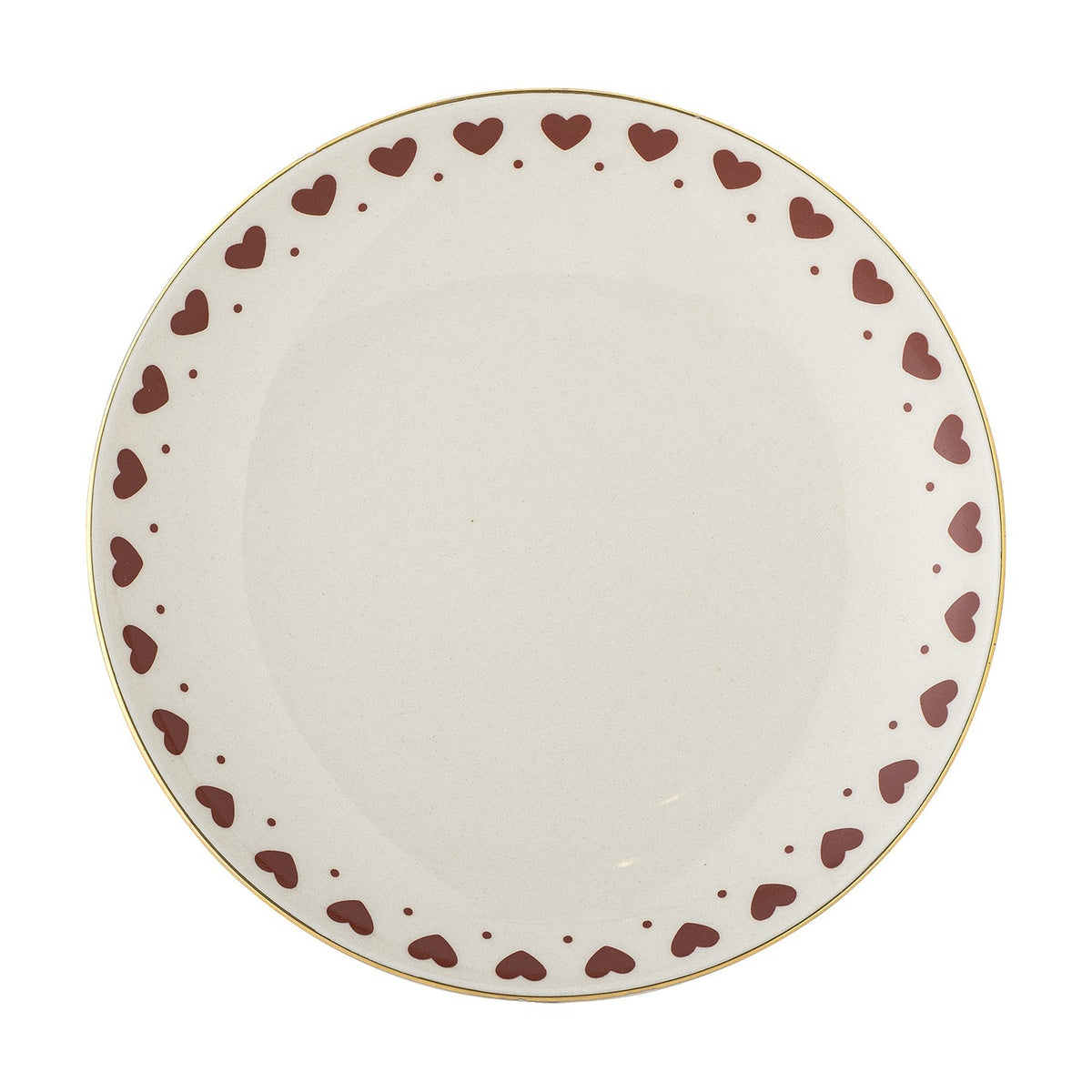 Jolly Heart Stoneware Christmas Plate - Cream