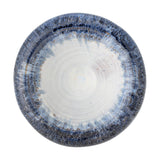 Finna Stoneware Bowl 17cm in Blue, round ceramic bowl with a thick rolled rim, reactive blue and white glazed finish, shown from above on a white background.