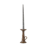 Rigby Striped Stoneware Candle Holder - Brown