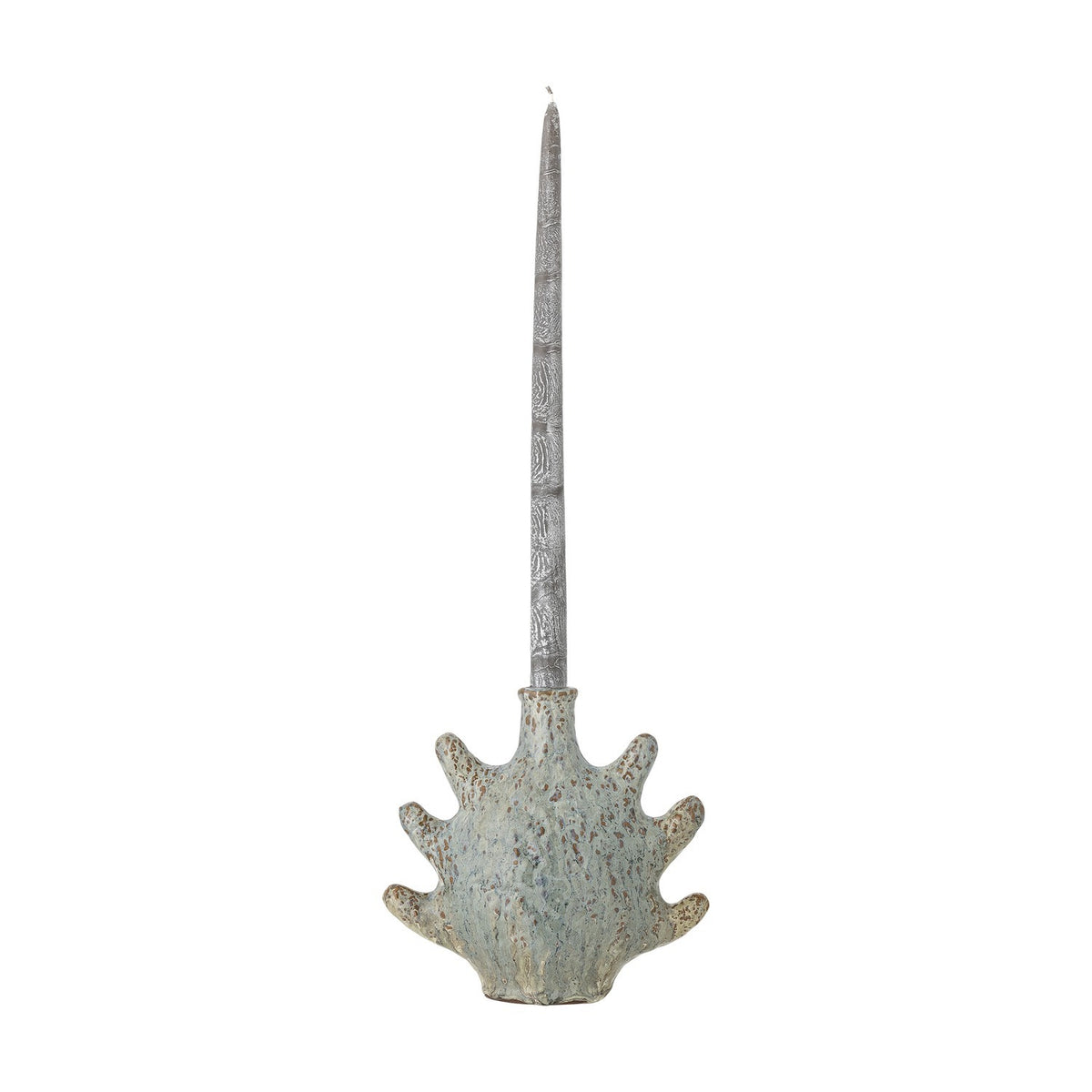 Bridget Shell Stoneware Candle Holder - Grey