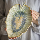 Dorreen Leaf Stoneware Platter - Blue