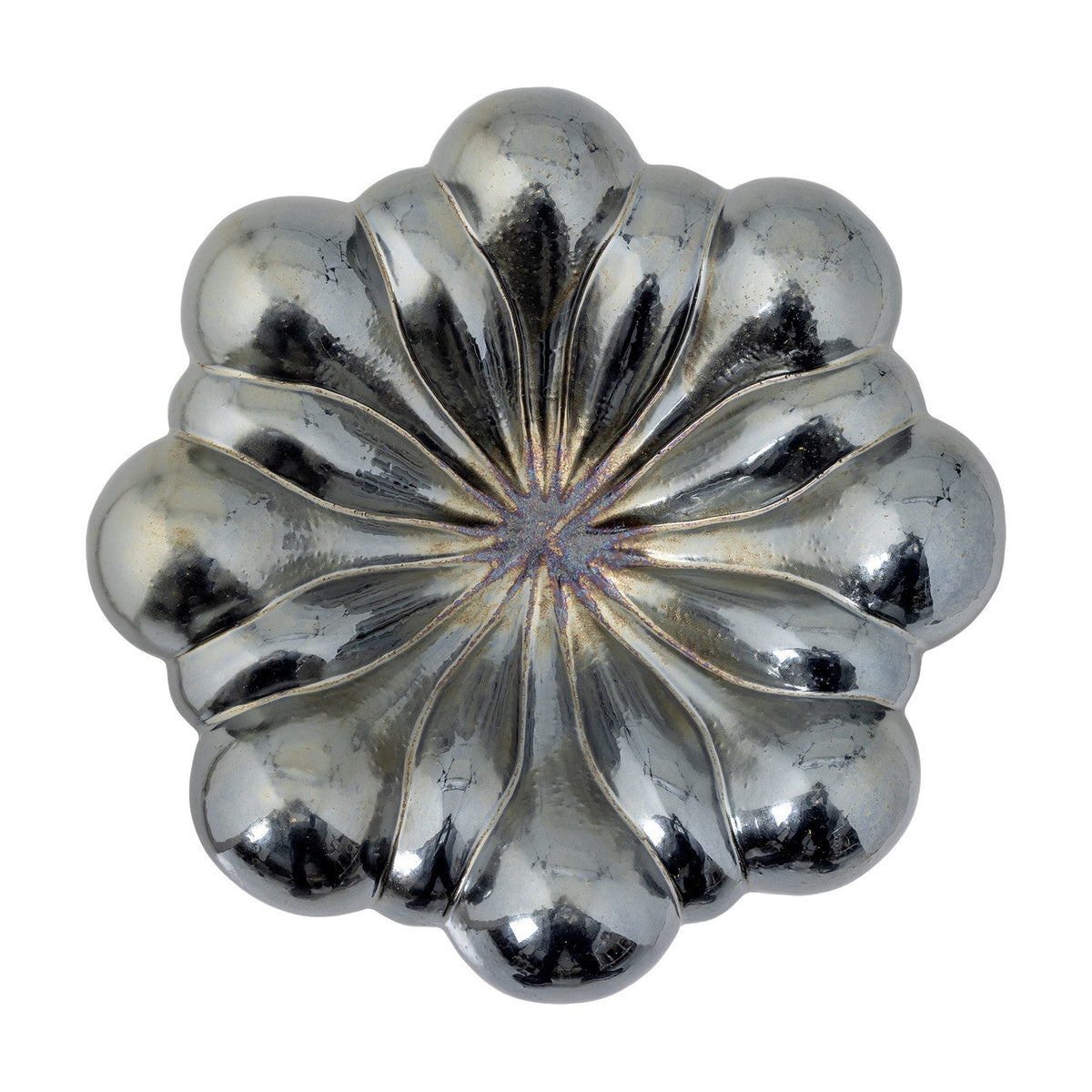 Sheeran Flower Stoneware Bowl 31.5cm - Silver