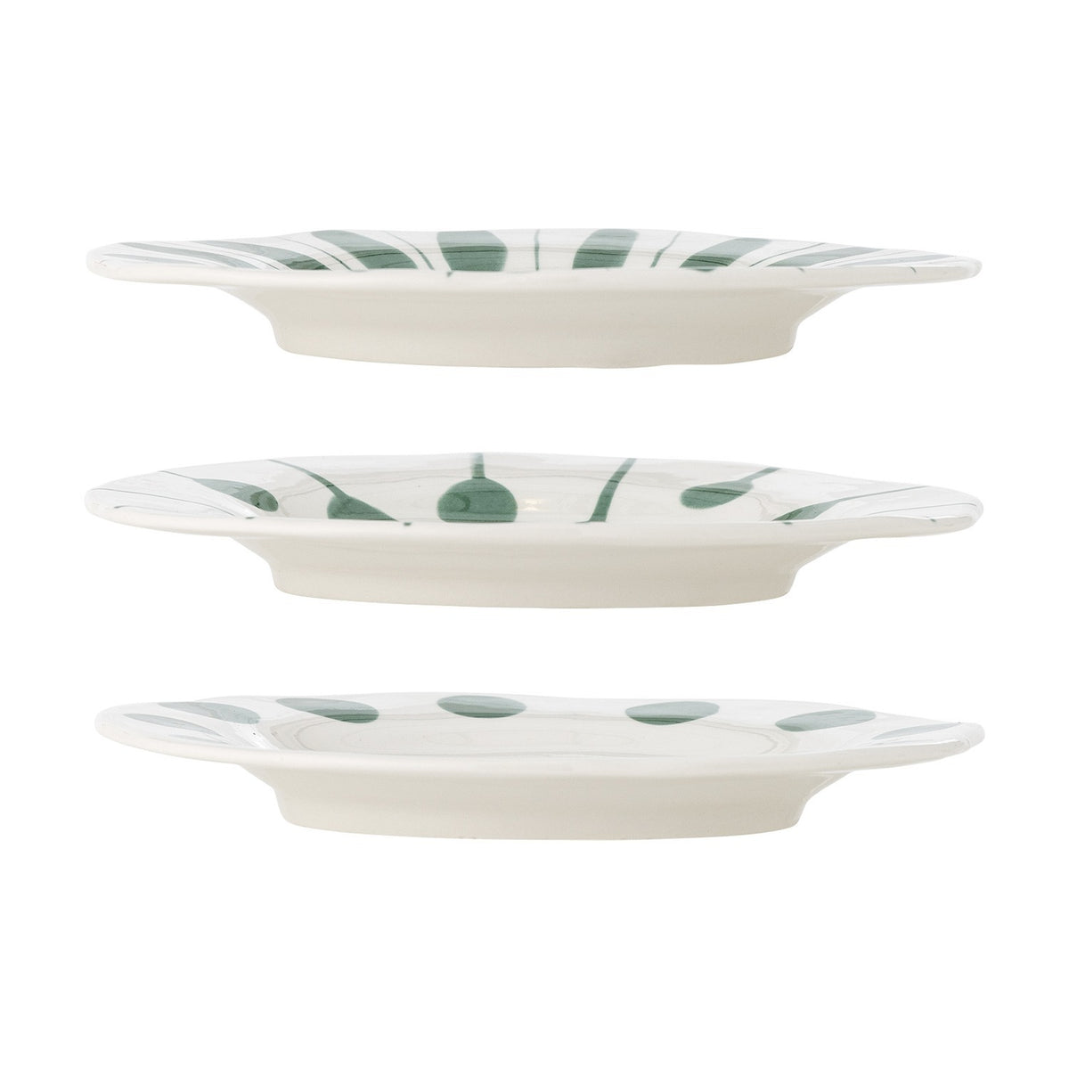 Linora Dotted Stoneware Side Plates Set of 3 - Green