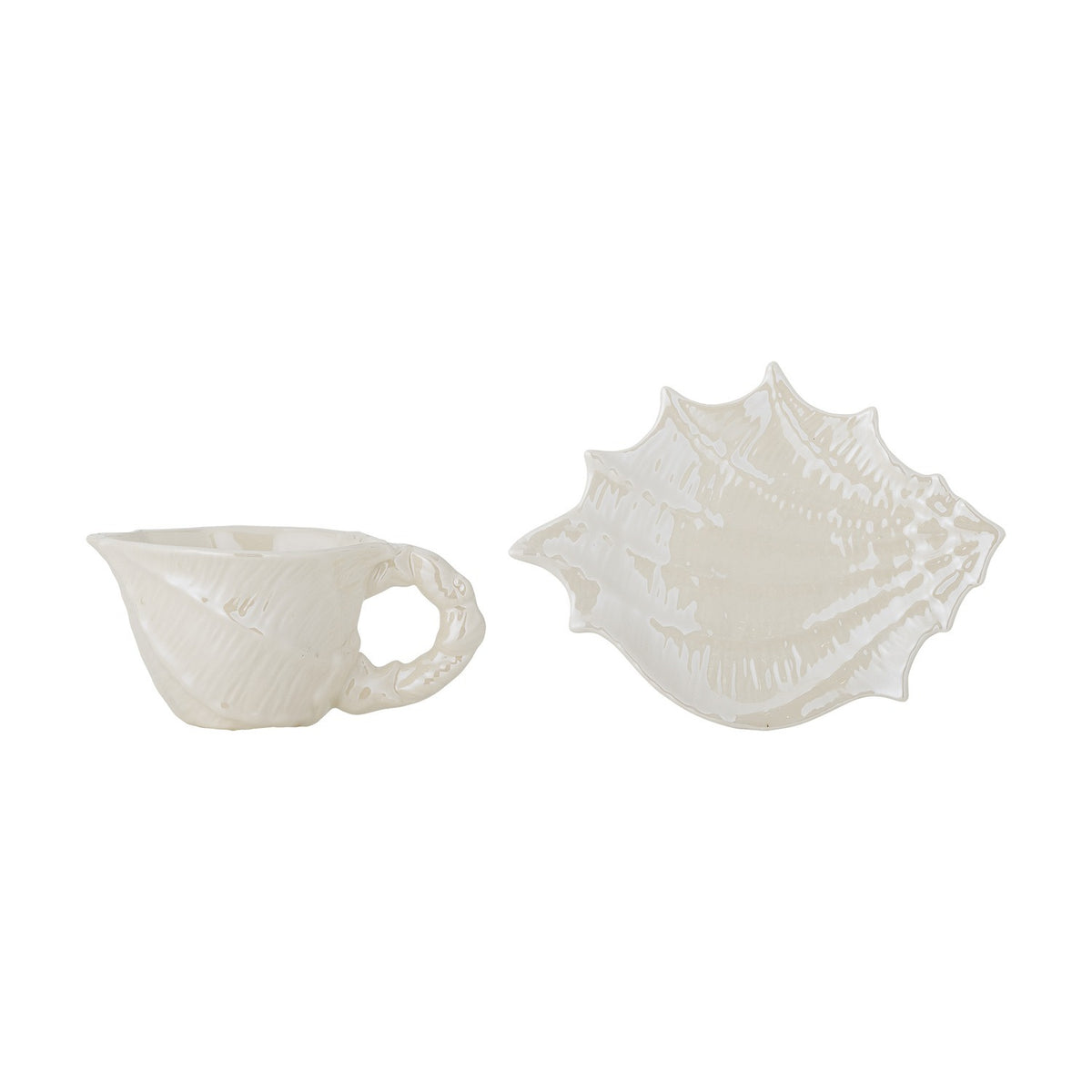 Shellie Stoneware Cup & Saucer 150ml - White