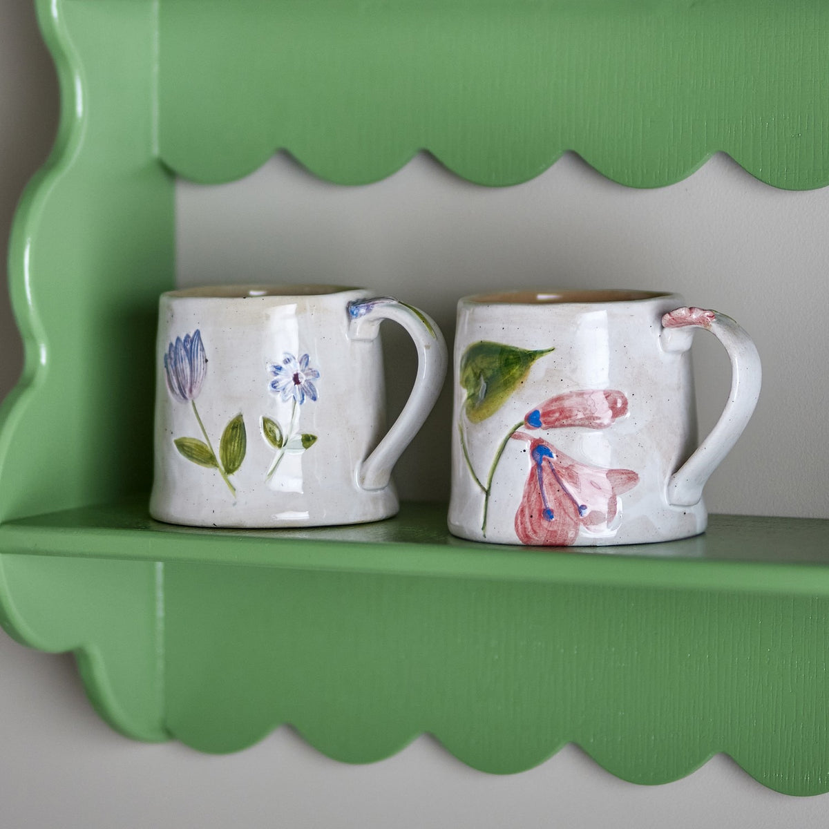 Camilla Floral Stoneware Mugs 430ml Set of 2 - Cream